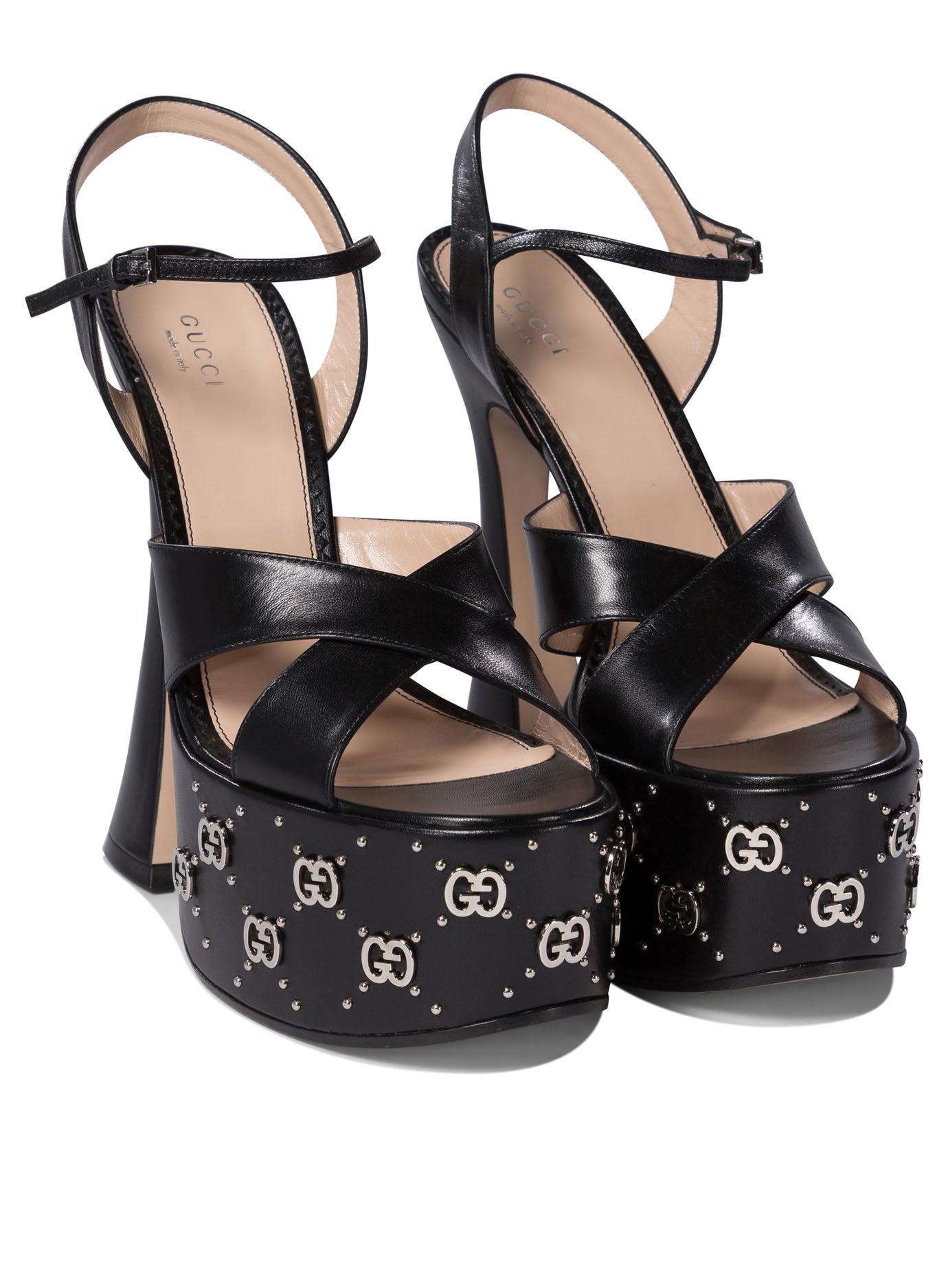 GUCCI Interlocking G Studded Heeled Sandals