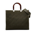 Green Fendi Medium Zucca Sunshine Shopper Tote Satchel