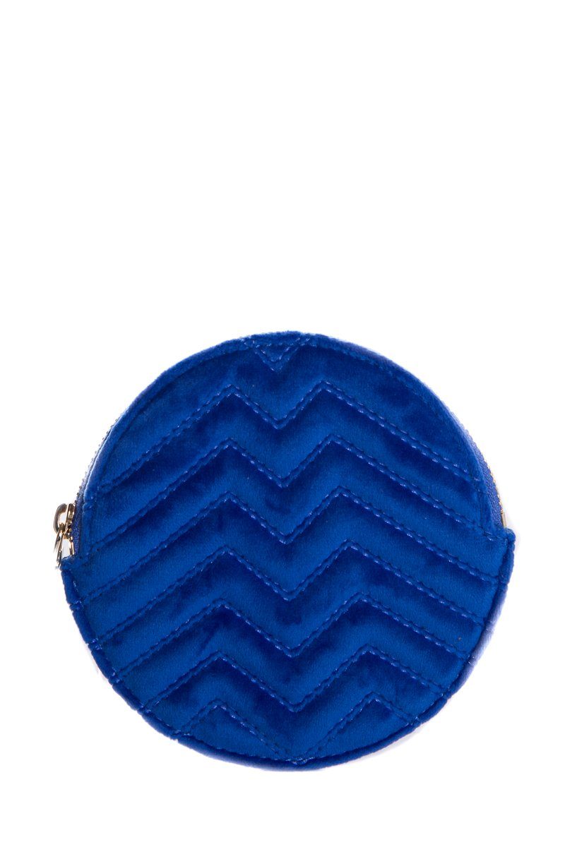 Maje Royal Blue Velvet Quilted Coin Purse