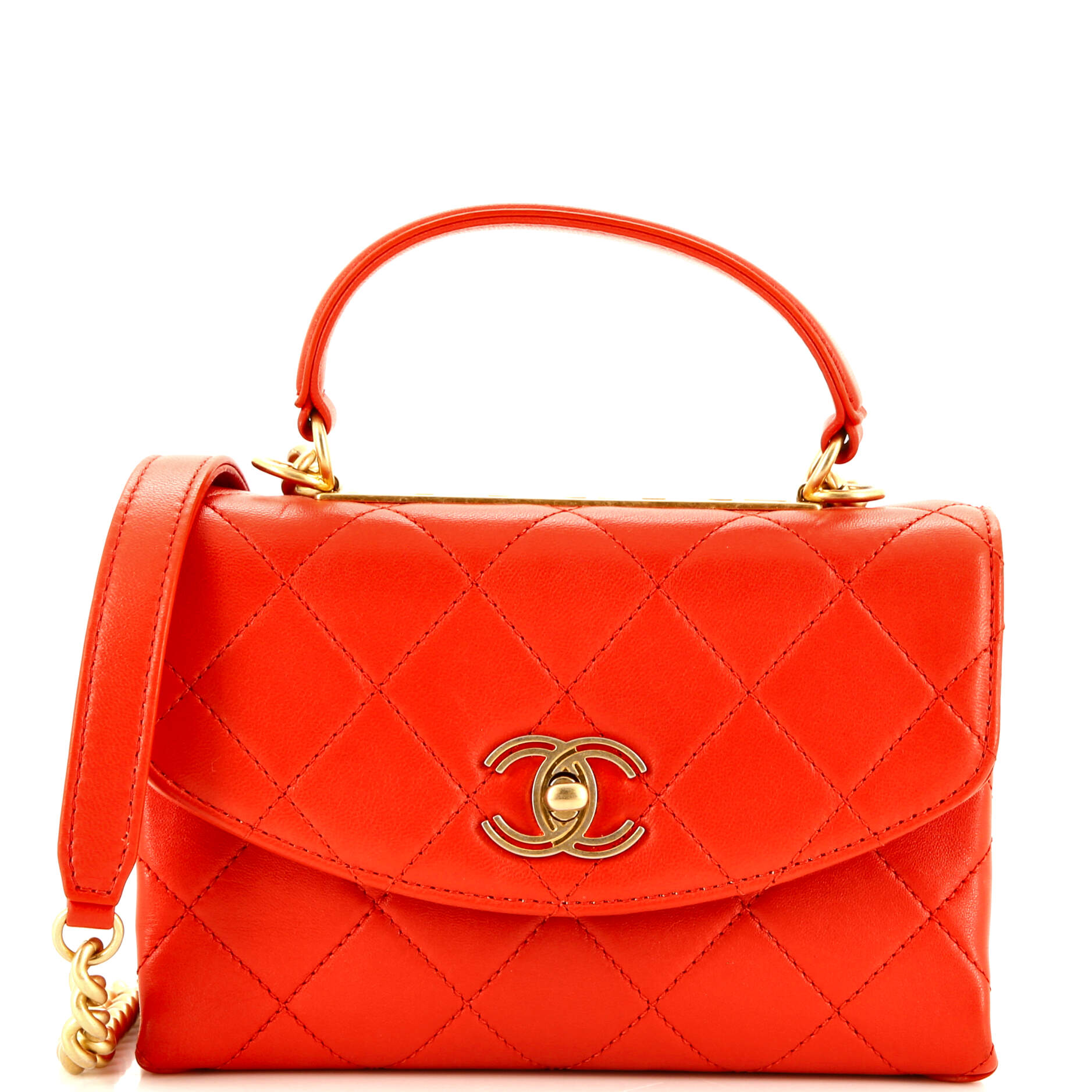 CHANEL Trendy Spirit Top Handle Bag Quilted Lambskin Small