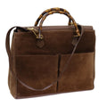GUCCI Bamboo Hand Bag Suede 2way Brown 002 123 0322 72032