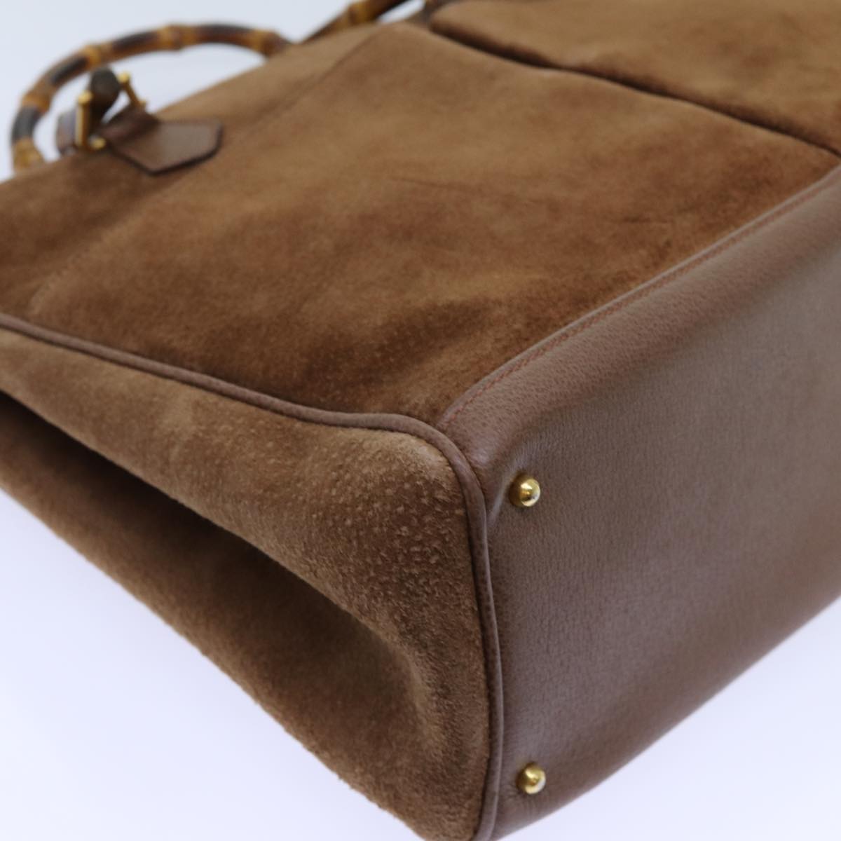 GUCCI Bamboo Hand Bag Suede 2way Brown 002 123 0322 72032