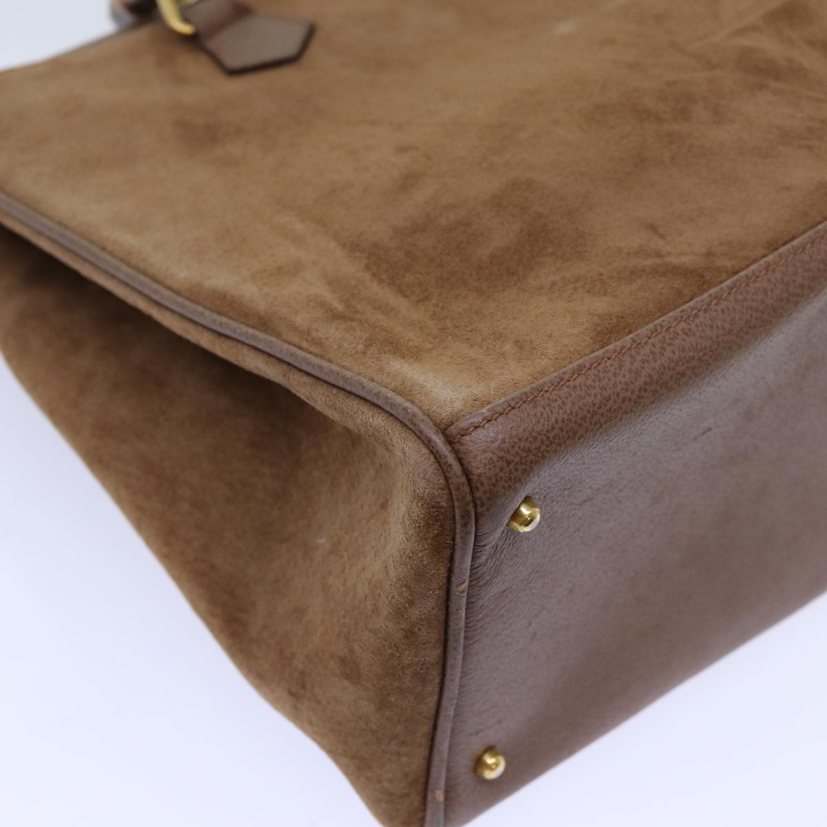 GUCCI Bamboo Hand Bag Suede 2way Brown 002 123 0322 72032