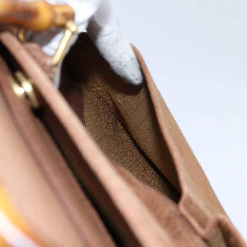 GUCCI Bamboo Hand Bag Suede 2way Brown 002 123 0322 72032