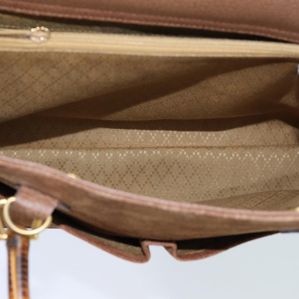 GUCCI Bamboo Hand Bag Suede 2way Brown 002 123 0322 72032