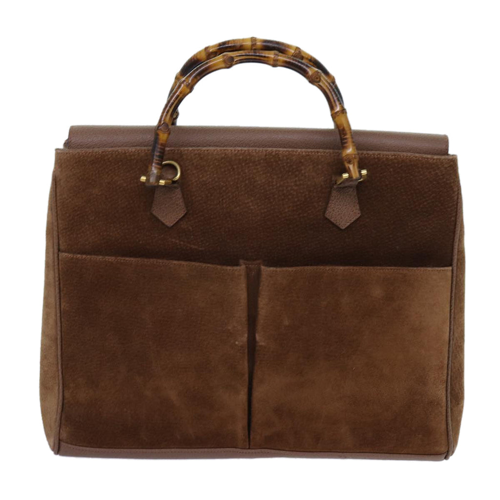 GUCCI Bamboo Hand Bag Suede 2way Brown 002 123 0322 72032