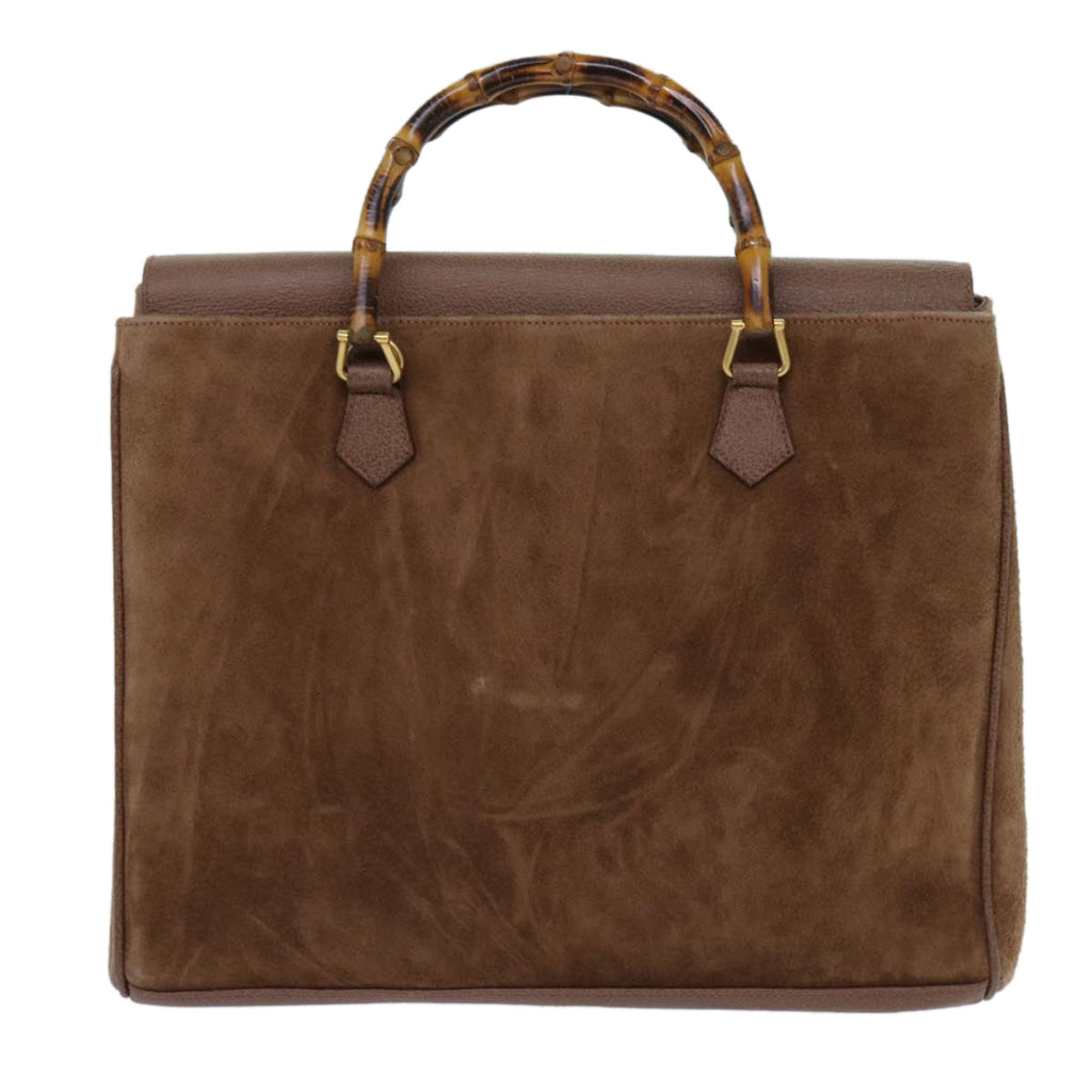 GUCCI Bamboo Hand Bag Suede 2way Brown 002 123 0322 72032