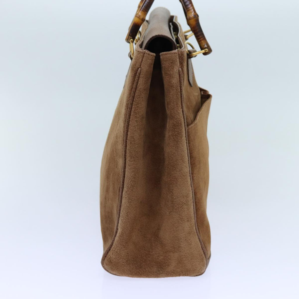 GUCCI Bamboo Hand Bag Suede 2way Brown 002 123 0322 72032