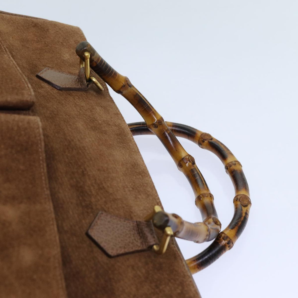 GUCCI Bamboo Hand Bag Suede 2way Brown 002 123 0322 72032