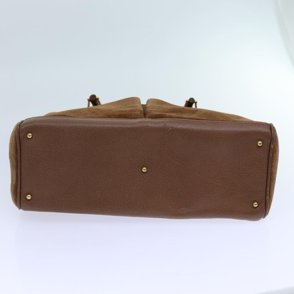 GUCCI Bamboo Hand Bag Suede 2way Brown 002 123 0322 72032