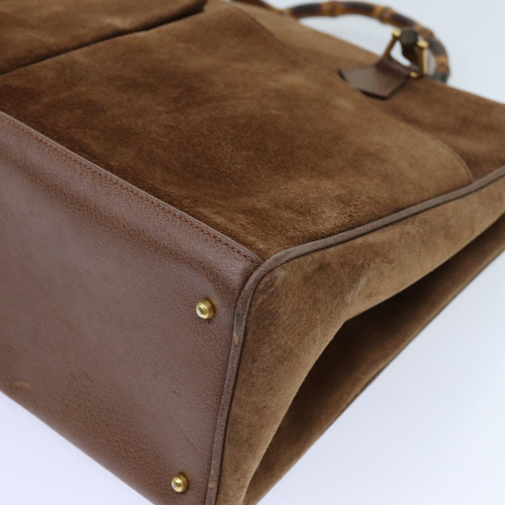 GUCCI Bamboo Hand Bag Suede 2way Brown 002 123 0322 72032