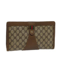 GUCCI GG Supreme Web Sherry Line Clutch Bag PVC Beige Green 89 01 033 72043