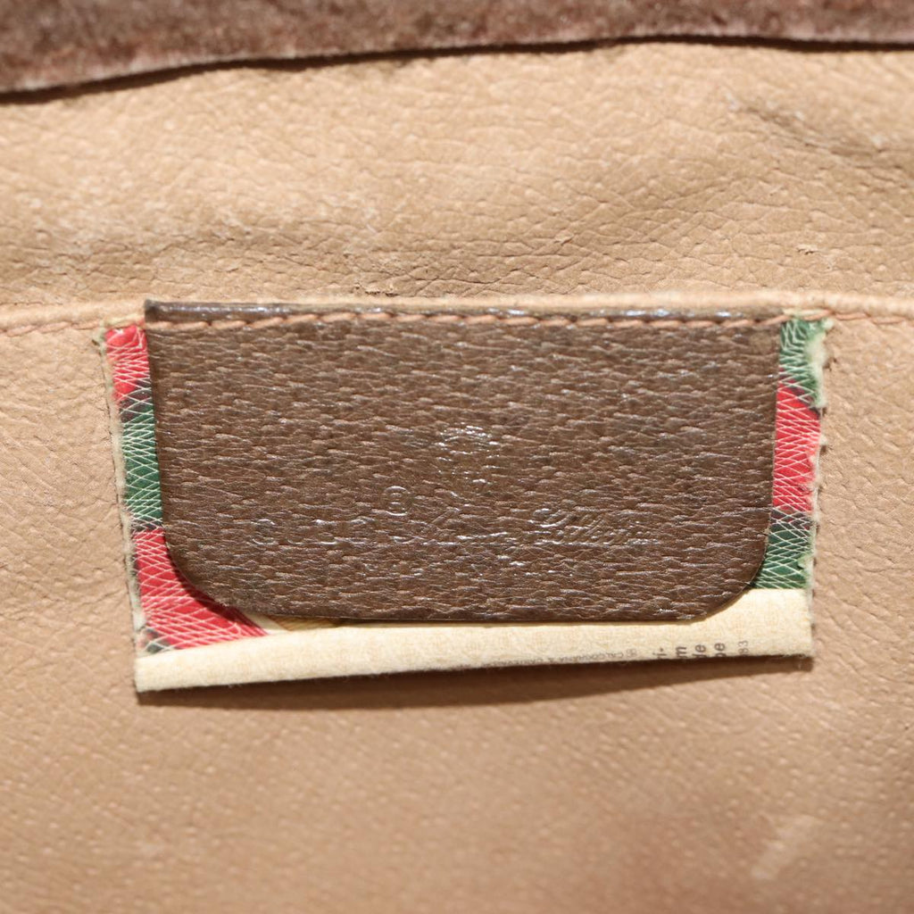 GUCCI GG Supreme Web Sherry Line Clutch Bag PVC Beige Green 89 01 033 72043