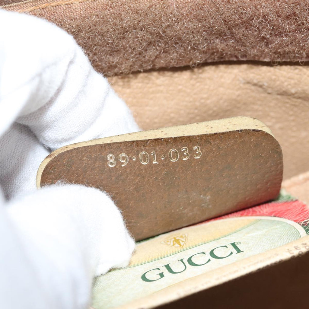 GUCCI GG Supreme Web Sherry Line Clutch Bag PVC Beige Green 89 01 033 72043