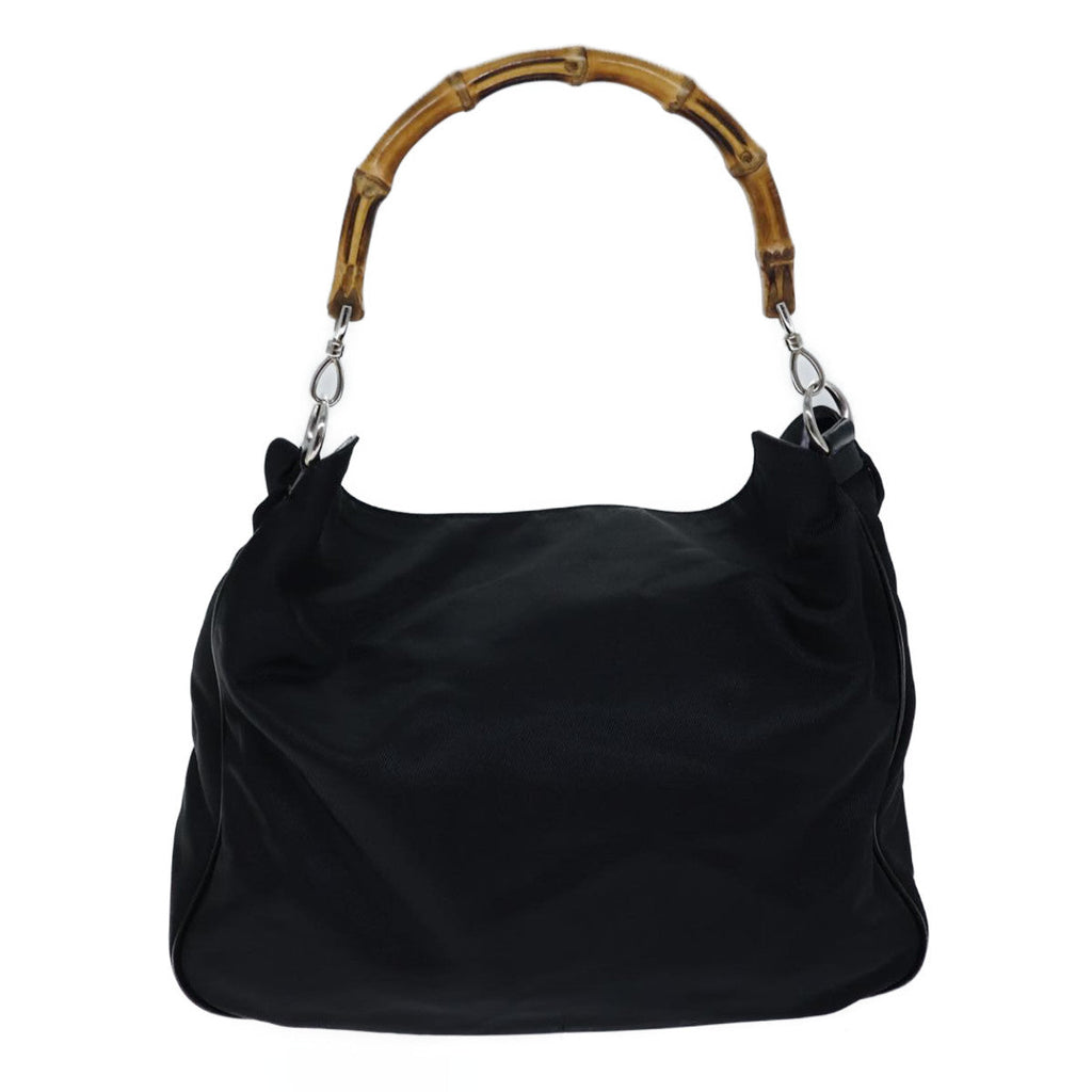 GUCCI Bamboo Hand Bag Nylon 2way Black 001 123 1577 72082