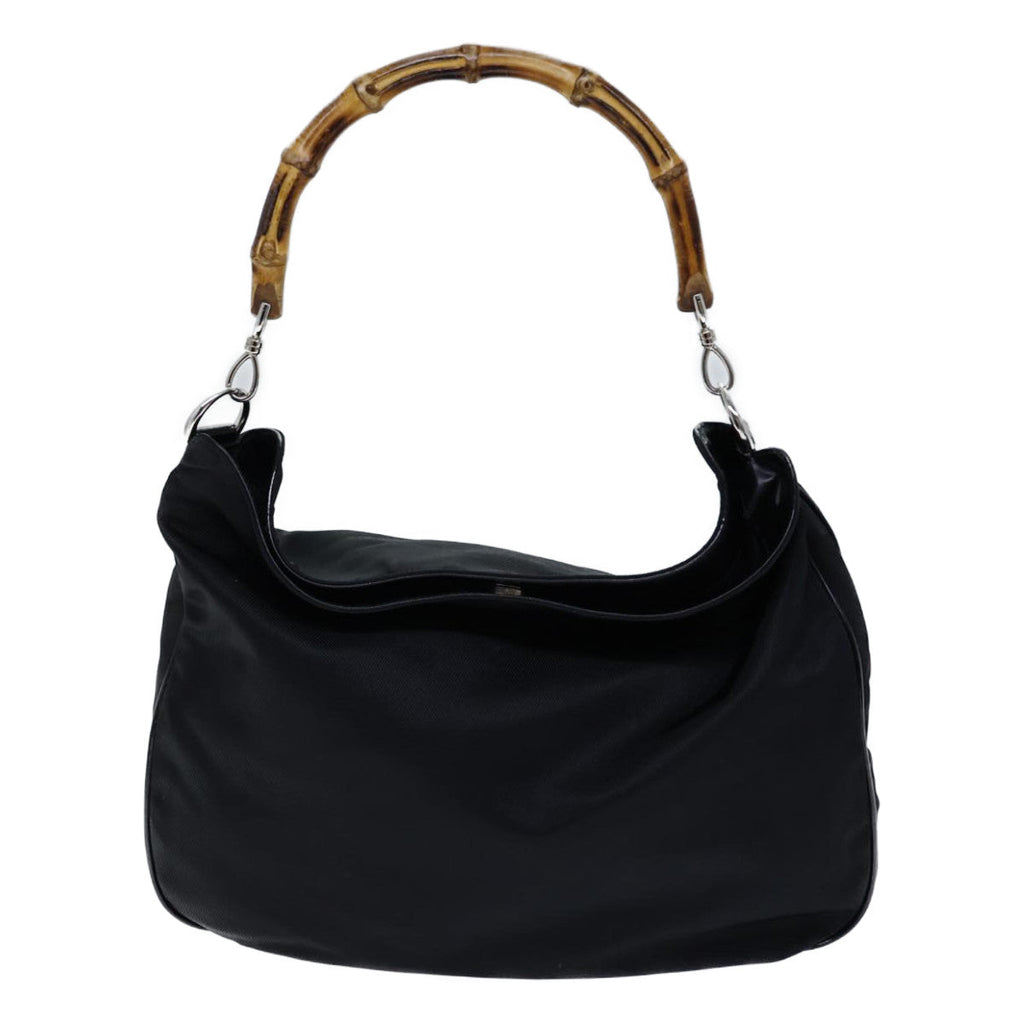 GUCCI Bamboo Hand Bag Nylon 2way Black 001 123 1577 72082
