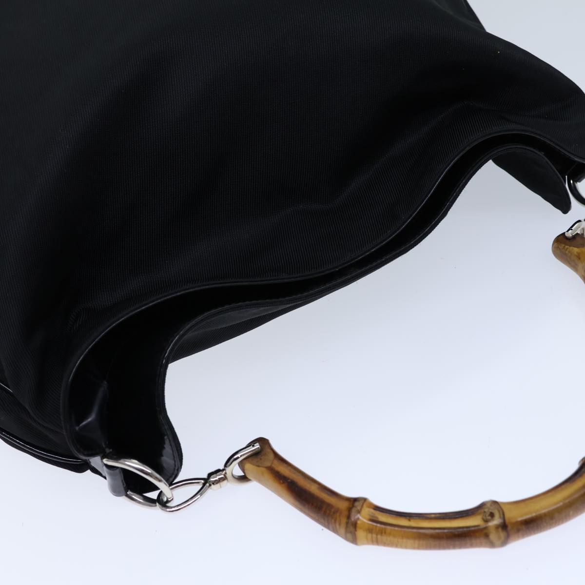 GUCCI Bamboo Hand Bag Nylon 2way Black 001 123 1577 72082