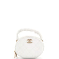 CHANEL CC Ruched Oval Top Handle Quilted Lambskin Mini