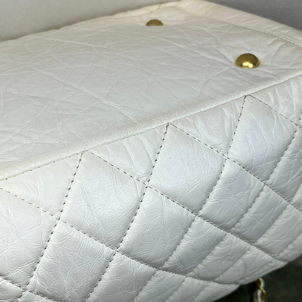 CHANEL Bowling Bag Quilted Aged Calfskin Satchel Bag