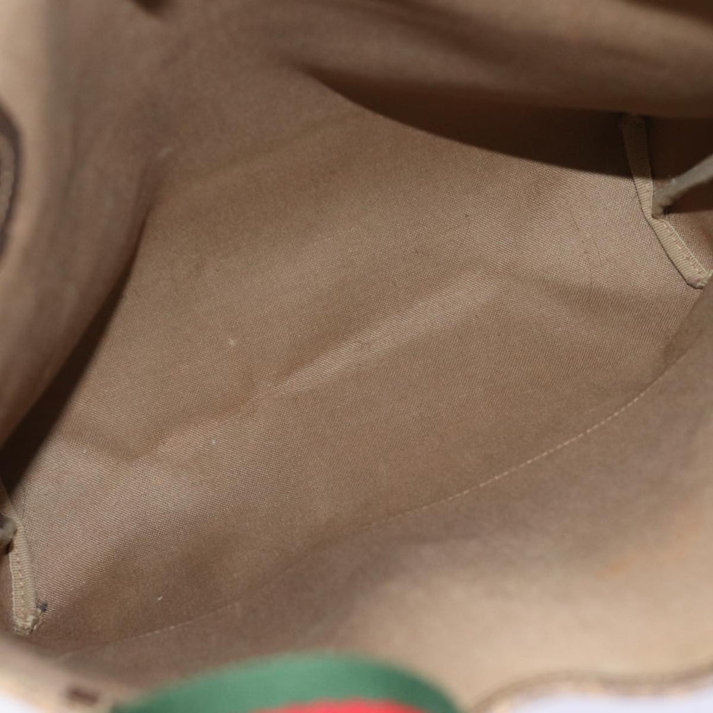 GUCCI GG Canvas Web Sherry Line Tote Bag PVC Beige Green Red 72147