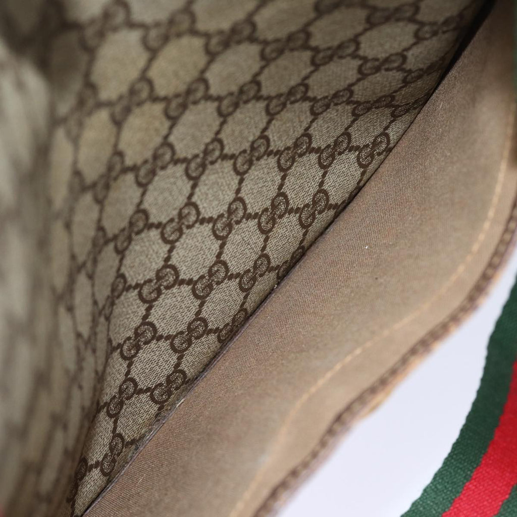 GUCCI GG Canvas Web Sherry Line Tote Bag PVC Beige Green Red 72147