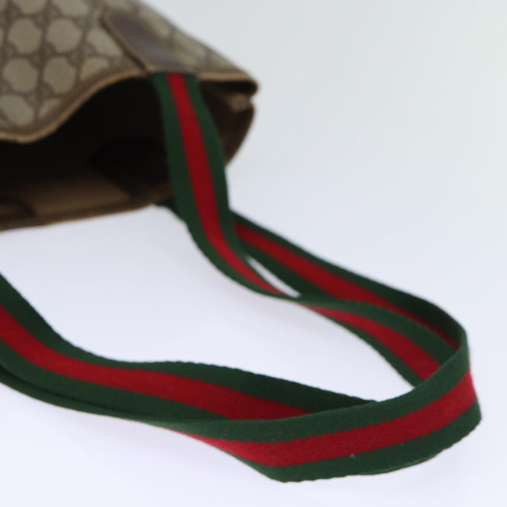 GUCCI GG Canvas Web Sherry Line Tote Bag PVC Beige Green Red 72147
