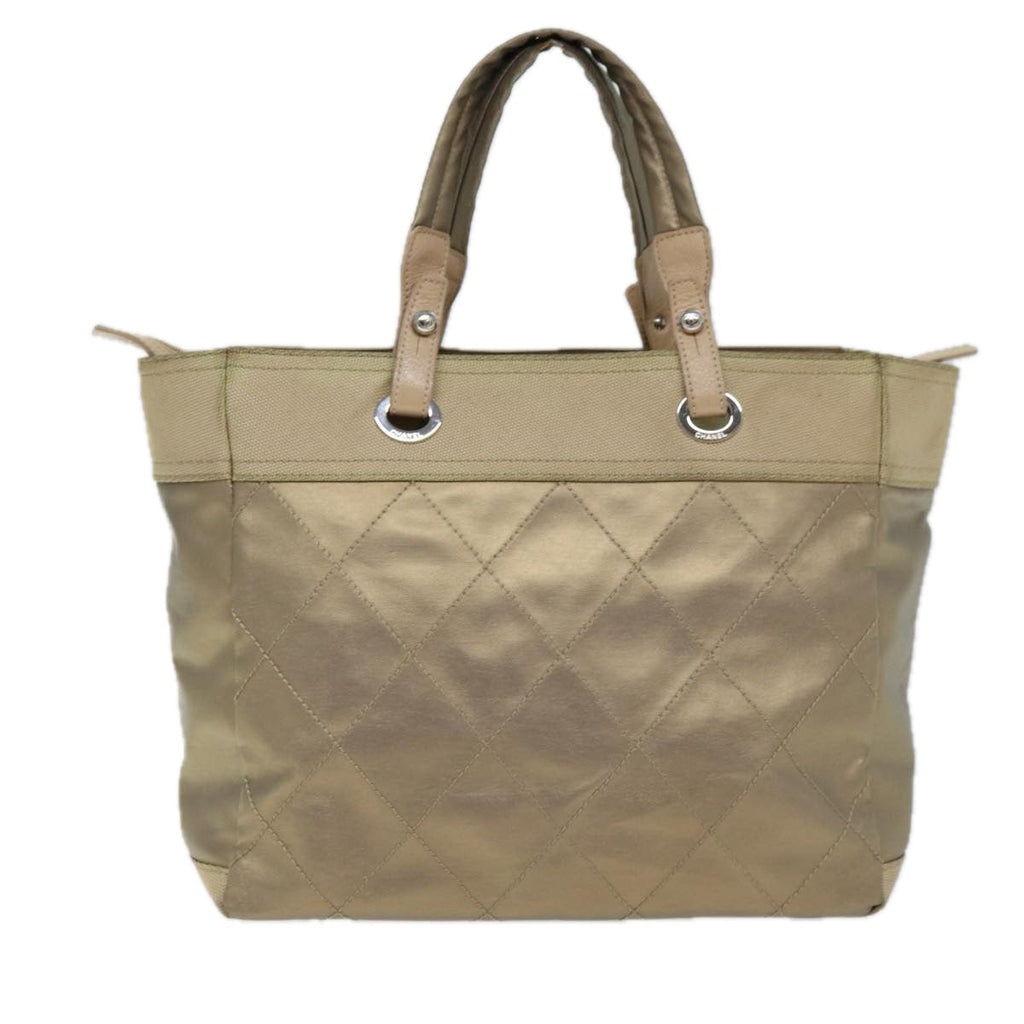 CHANEL Wild Stitch Tote Bag Leather Beige CC 72149
