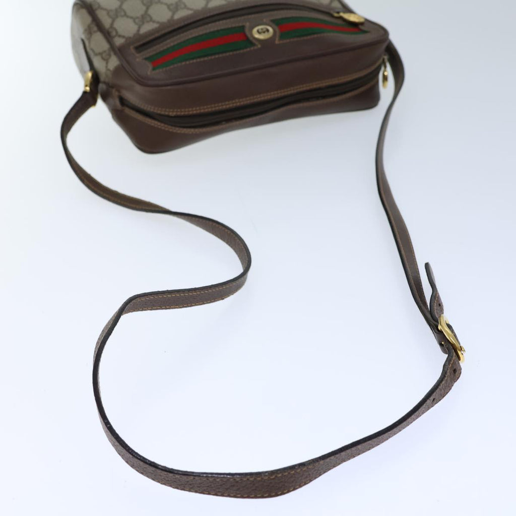 GUCCI GG Canvas Web Sherry Line Shoulder Bag PVC Beige Green Red 72150
