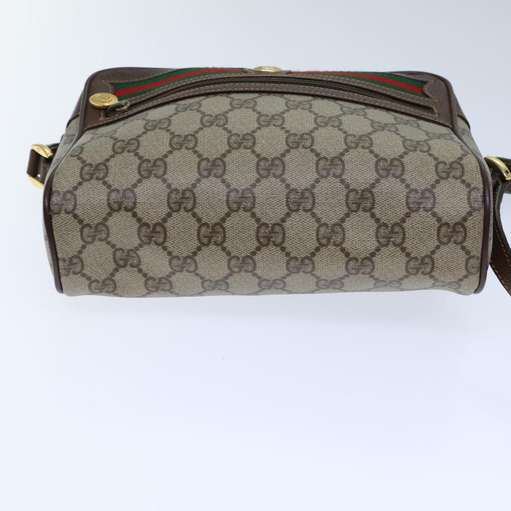 GUCCI GG Canvas Web Sherry Line Shoulder Bag PVC Beige Green Red 72150