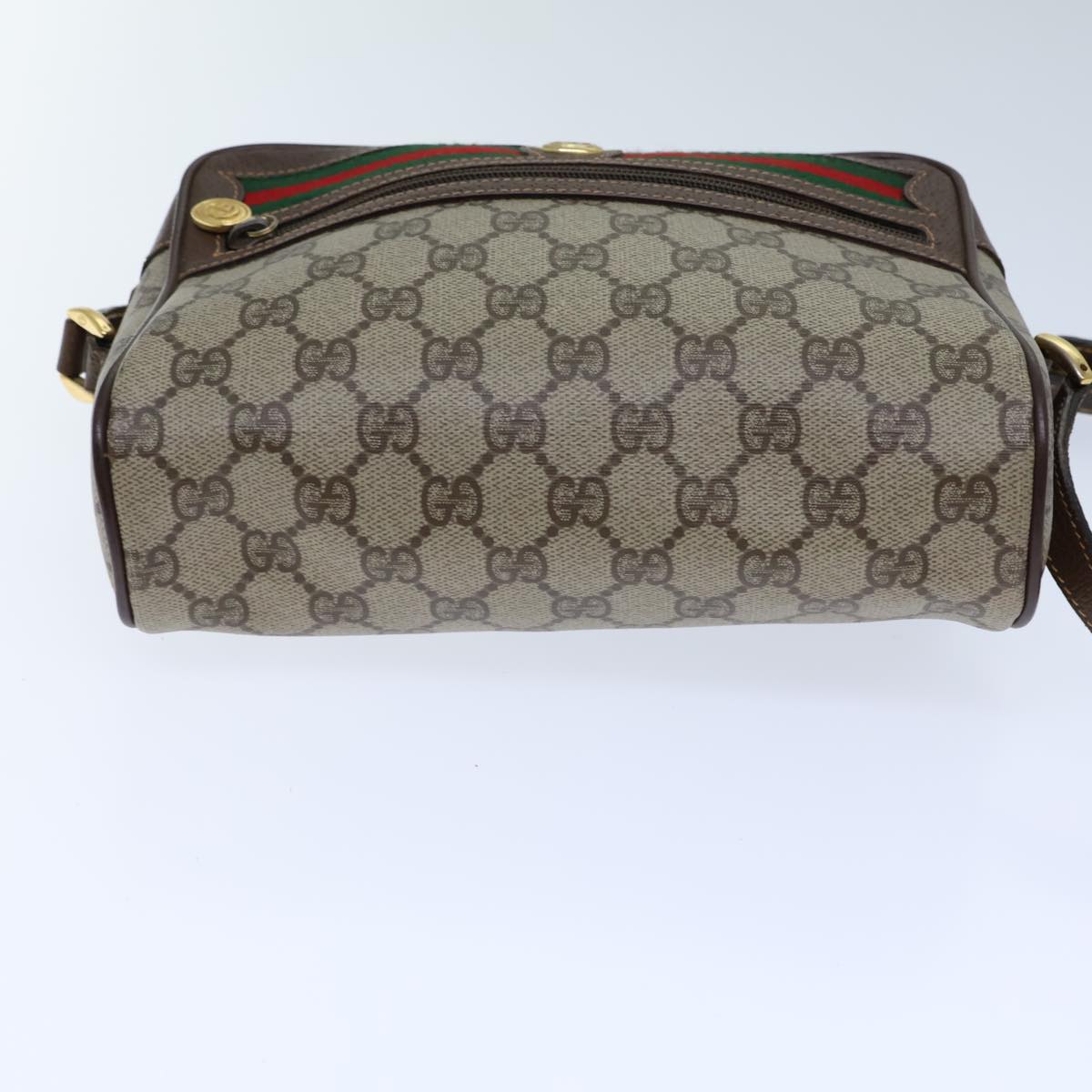 GUCCI GG Canvas Web Sherry Line Shoulder Bag PVC Beige Green Red 72150