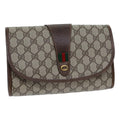 GUCCI GG Canvas Web Sherry Line Clutch Bag PVC Beige Green Red 72156