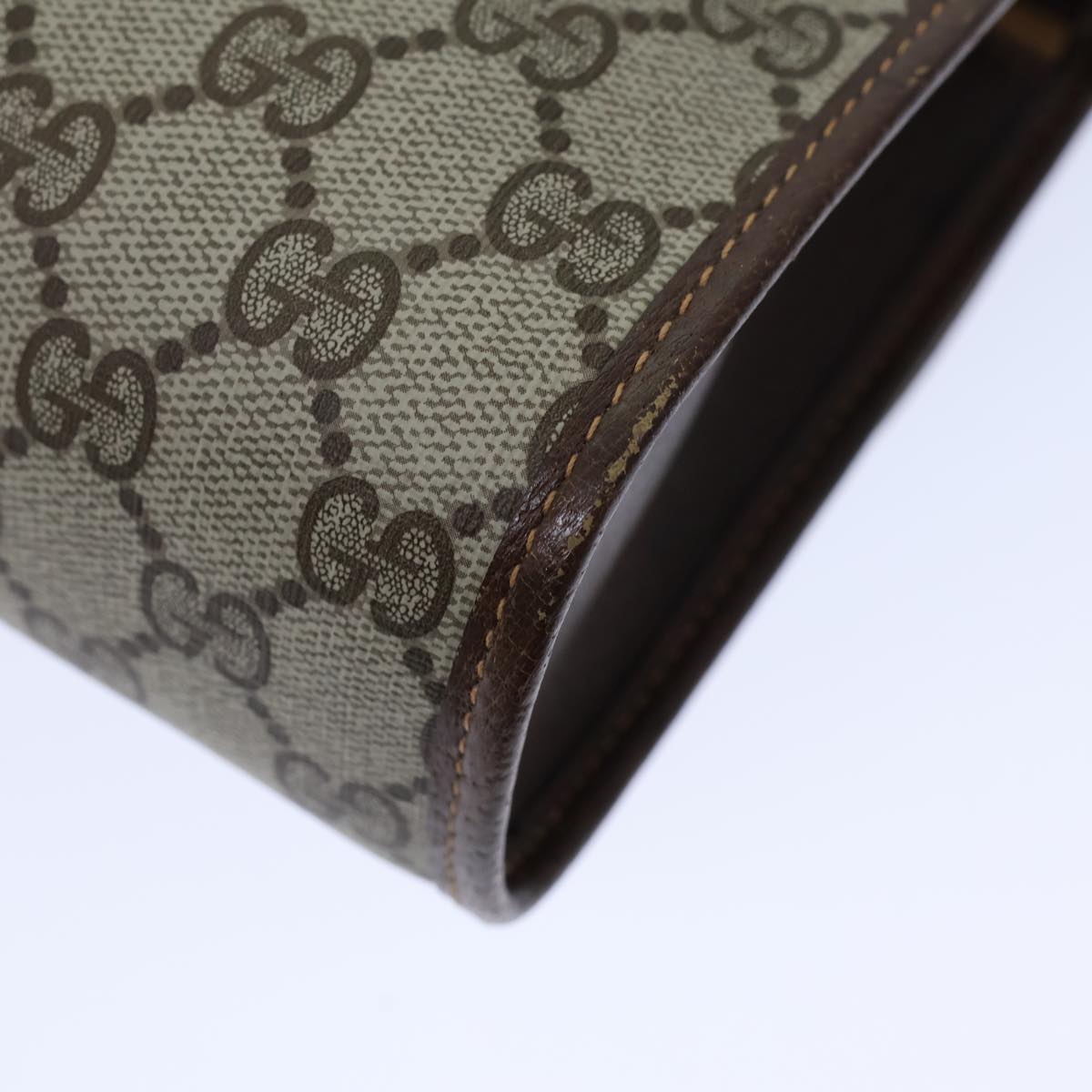 GUCCI GG Canvas Web Sherry Line Clutch Bag PVC Beige Green Red 72156