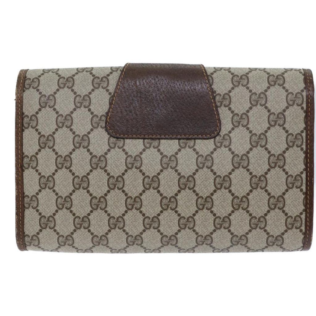 GUCCI GG Canvas Web Sherry Line Clutch Bag PVC Beige Green Red 72156