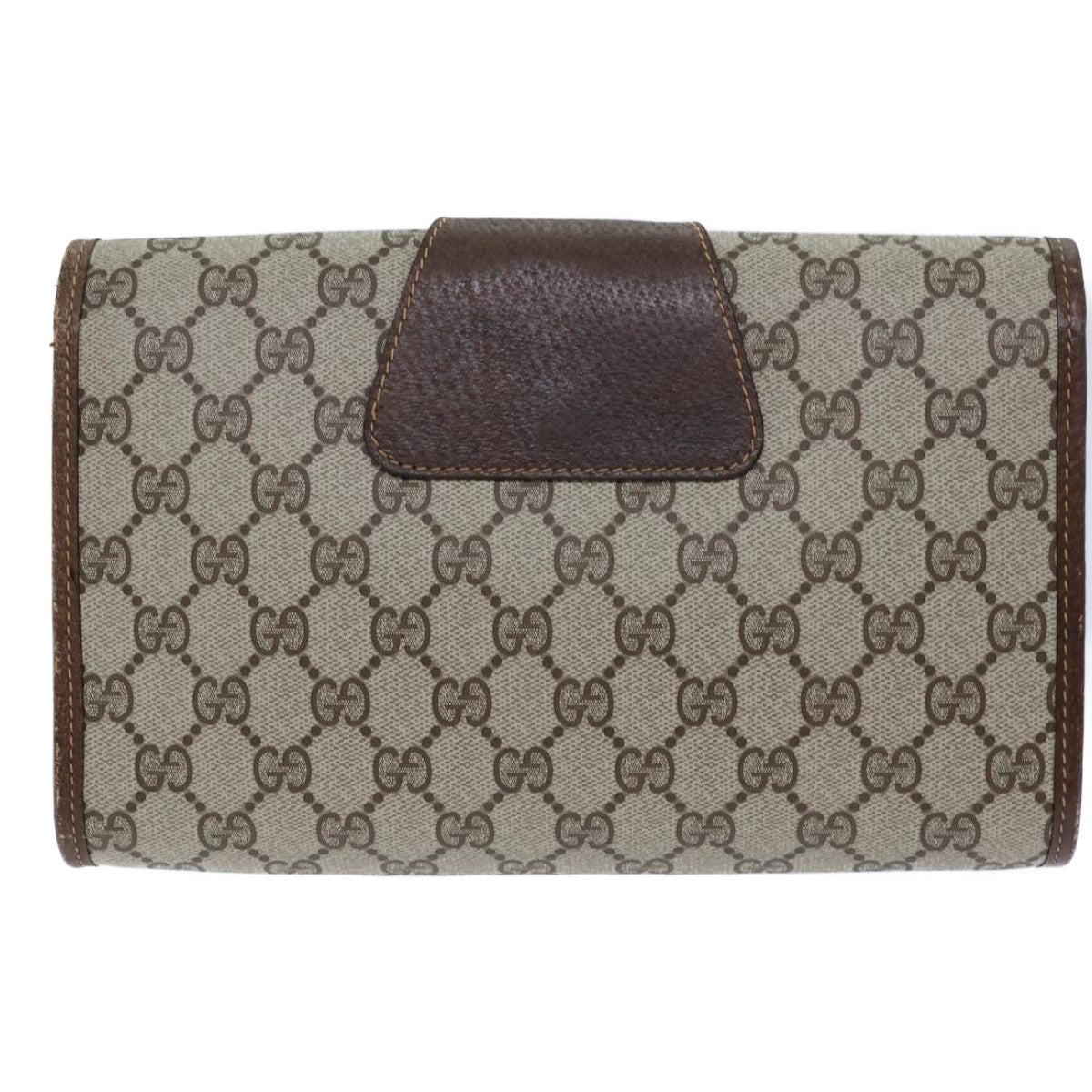 GUCCI GG Canvas Web Sherry Line Clutch Bag PVC Beige Green Red 72156