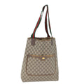 GUCCI GG Canvas Web Sherry Line Tote Bag PVC Beige Green Red 72160
