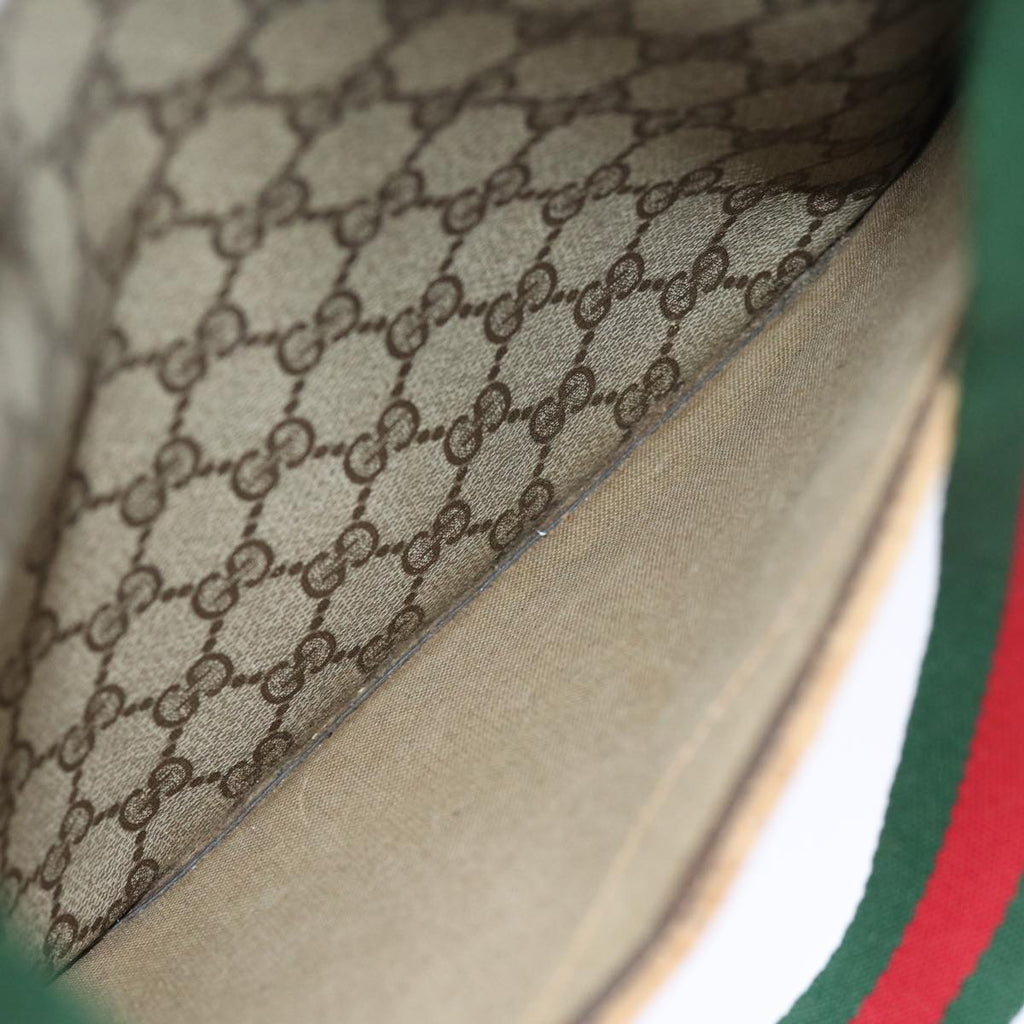 GUCCI GG Canvas Web Sherry Line Tote Bag PVC Beige Green Red 72160