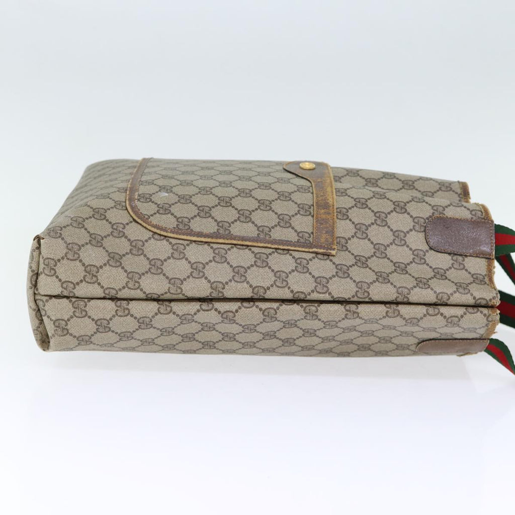 GUCCI GG Canvas Web Sherry Line Tote Bag PVC Beige Green Red 72160