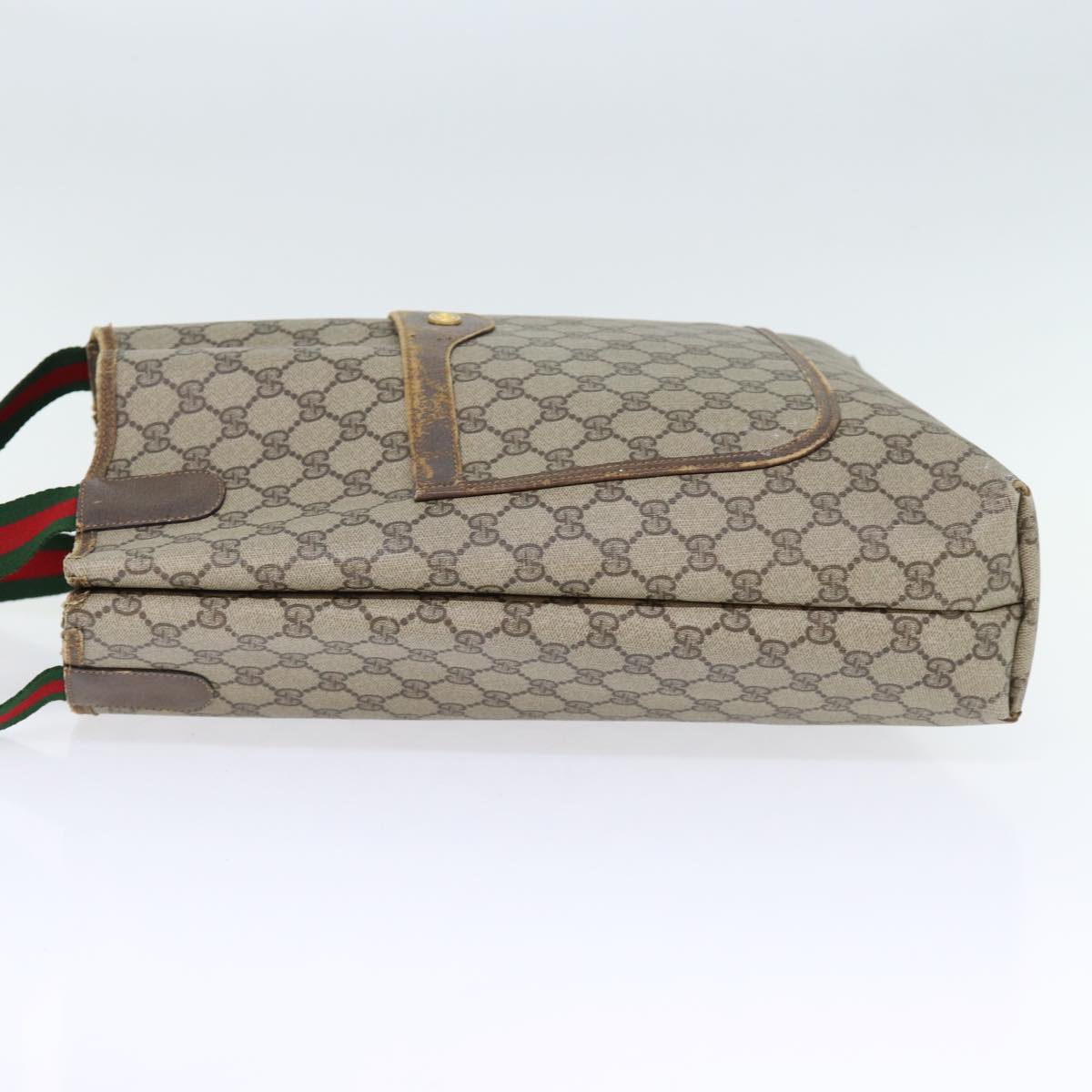 GUCCI GG Canvas Web Sherry Line Tote Bag PVC Beige Green Red 72160