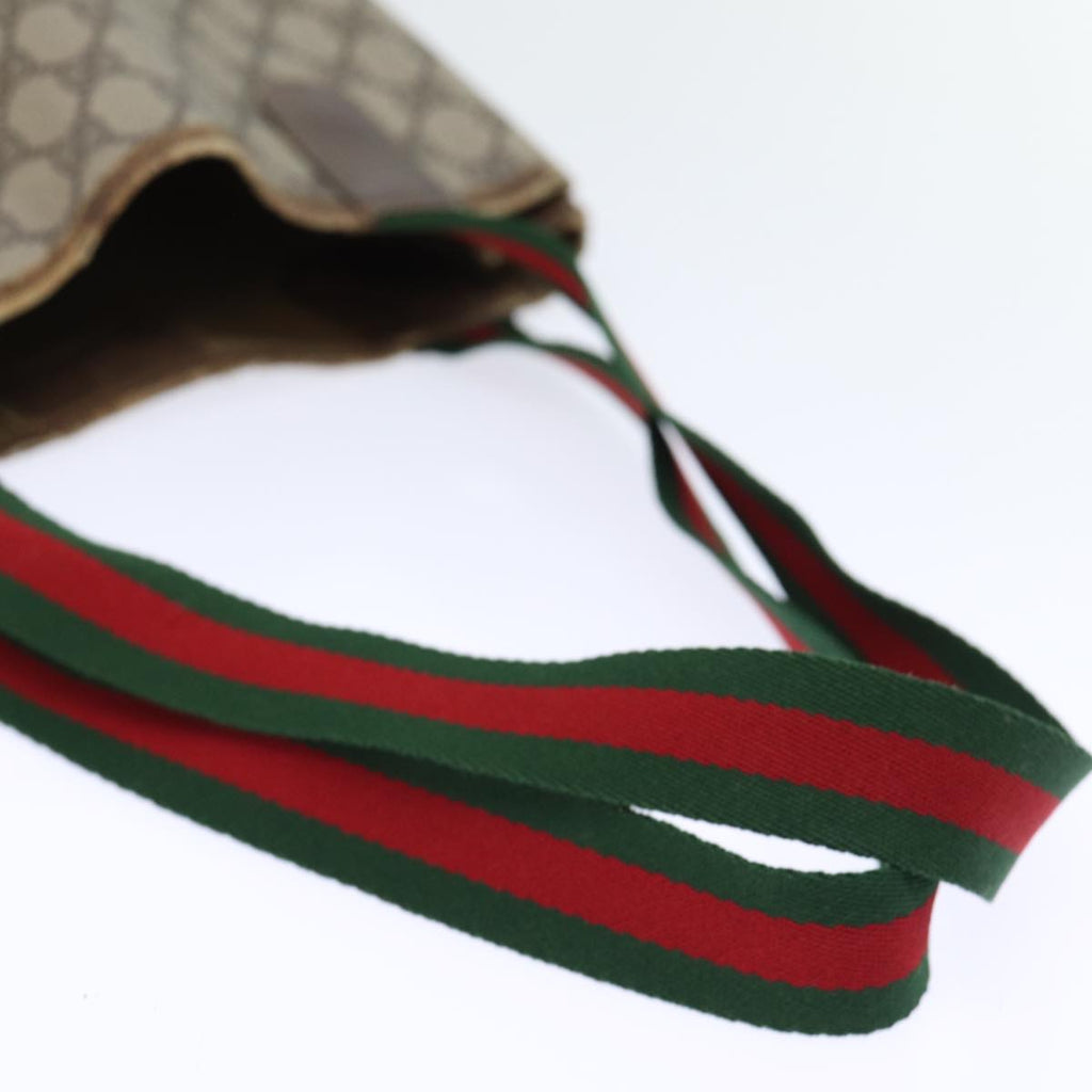 GUCCI GG Canvas Web Sherry Line Tote Bag PVC Beige Green Red 72160