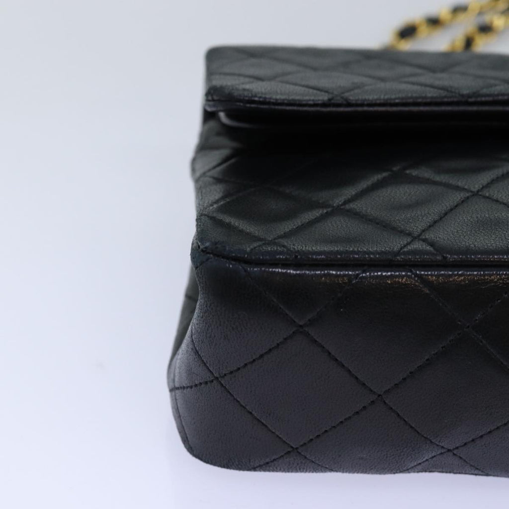 CHANEL Matelasse Chain Shoulder Bag Lamb Skin Black CC 72241A