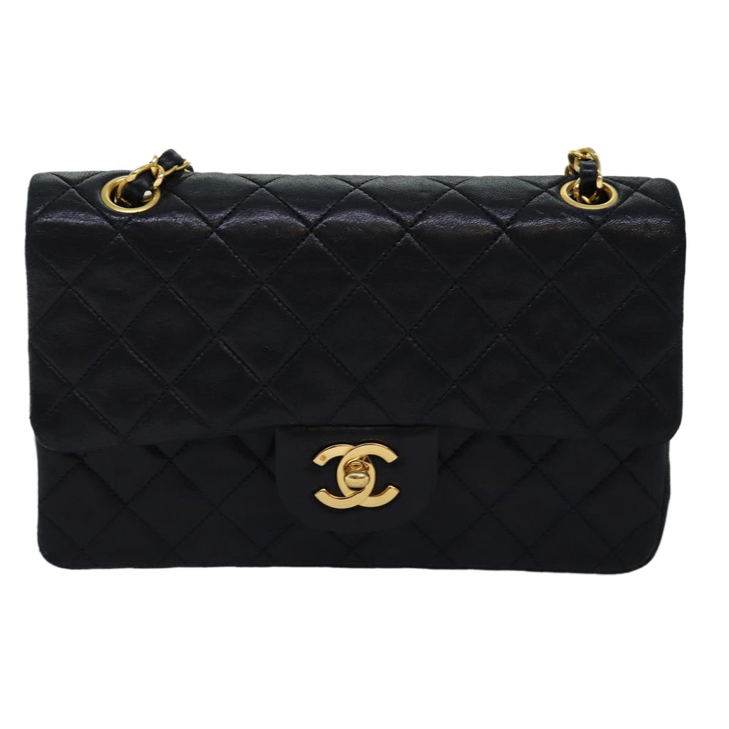 CHANEL Matelasse Chain Shoulder Bag Lamb Skin Black CC 72241A