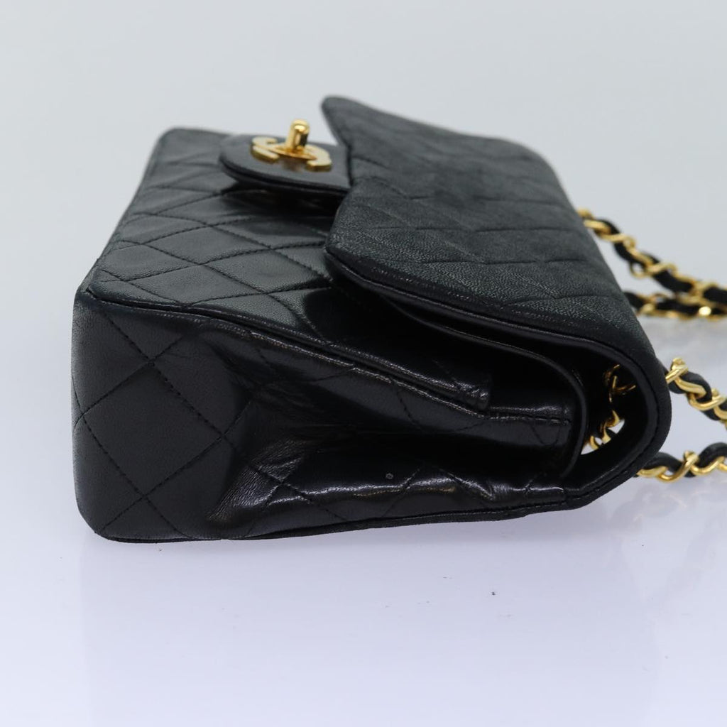 CHANEL Matelasse Chain Shoulder Bag Lamb Skin Black CC 72241A