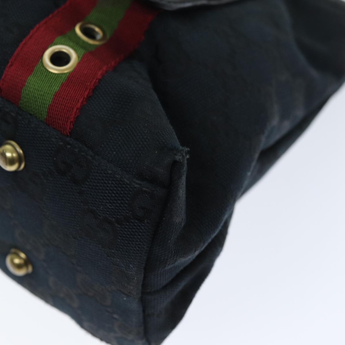 GUCCI GG Canvas Web Sherry Line Hand Bag Black Red Green 144188 72294