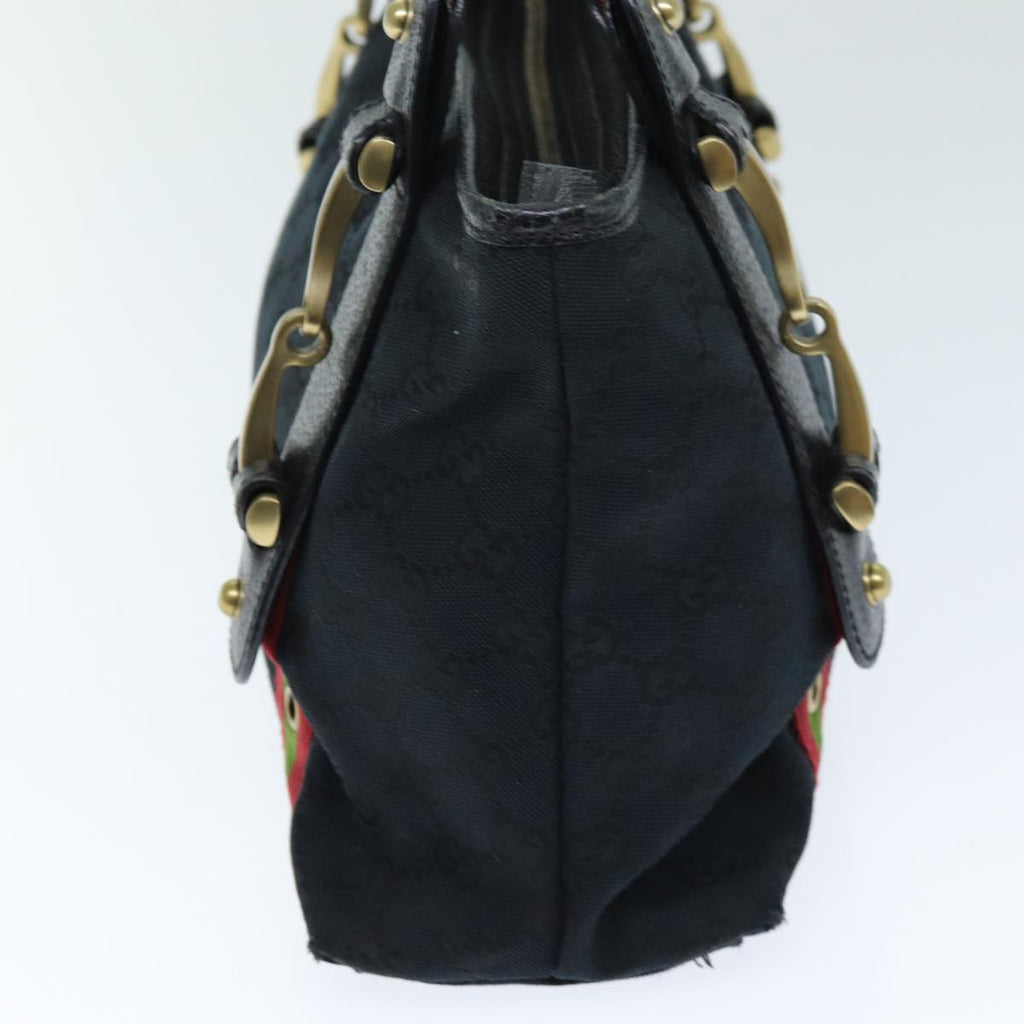 GUCCI GG Canvas Web Sherry Line Hand Bag Black Red Green 144188 72294