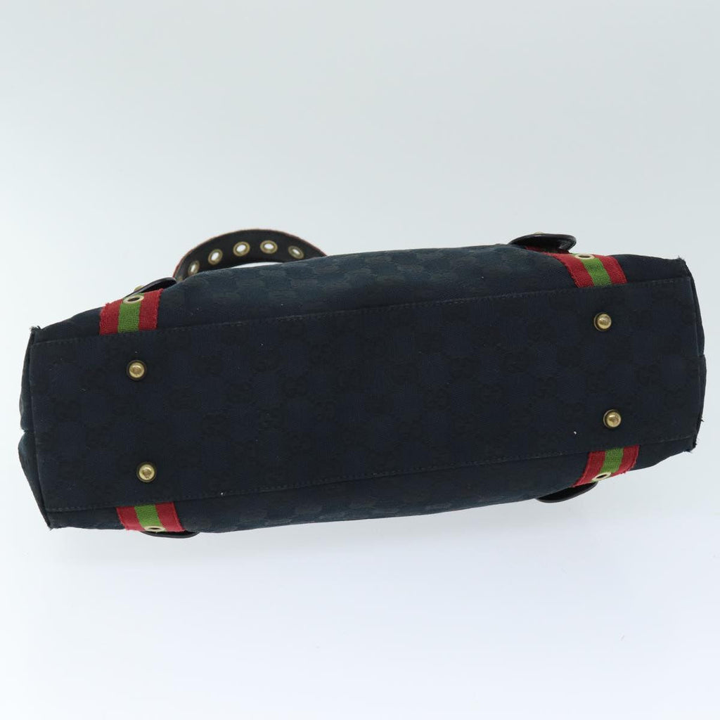 GUCCI GG Canvas Web Sherry Line Hand Bag Black Red Green 144188 72294