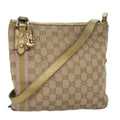 GUCCI GG Canvas Sherry Line Shoulder Bag Gold Beige pink 144388 72295