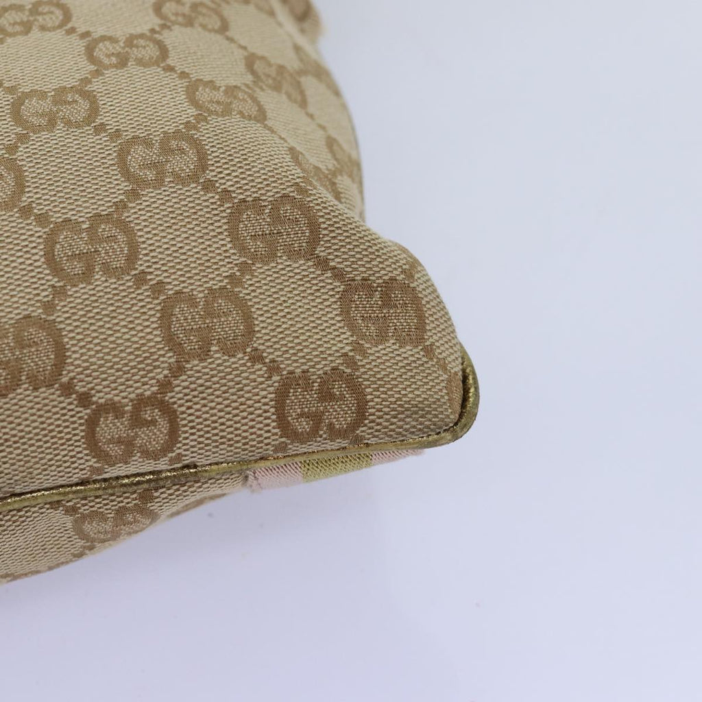 GUCCI GG Canvas Sherry Line Shoulder Bag Gold Beige pink 144388 72295