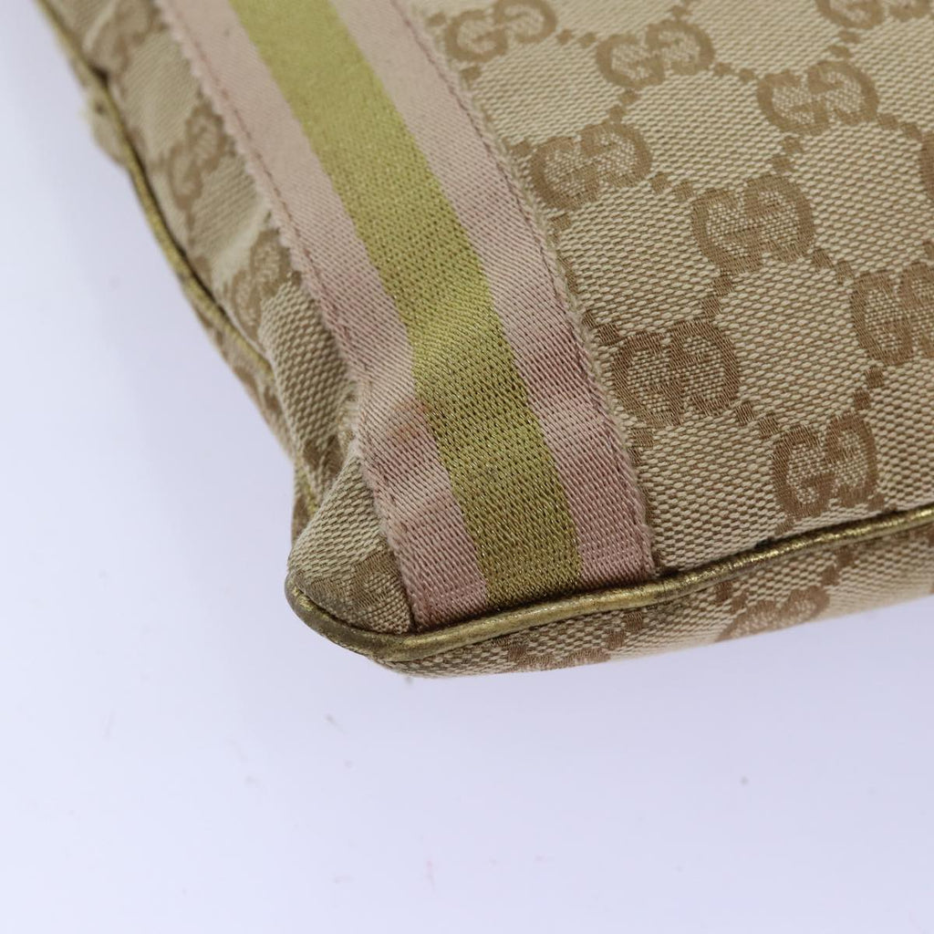 GUCCI GG Canvas Sherry Line Shoulder Bag Gold Beige pink 144388 72295