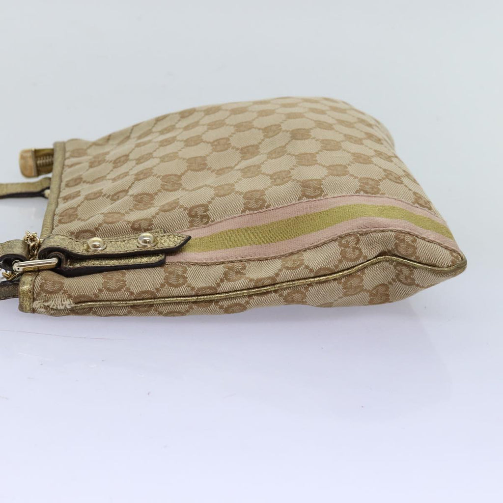 GUCCI GG Canvas Sherry Line Shoulder Bag Gold Beige pink 144388 72295