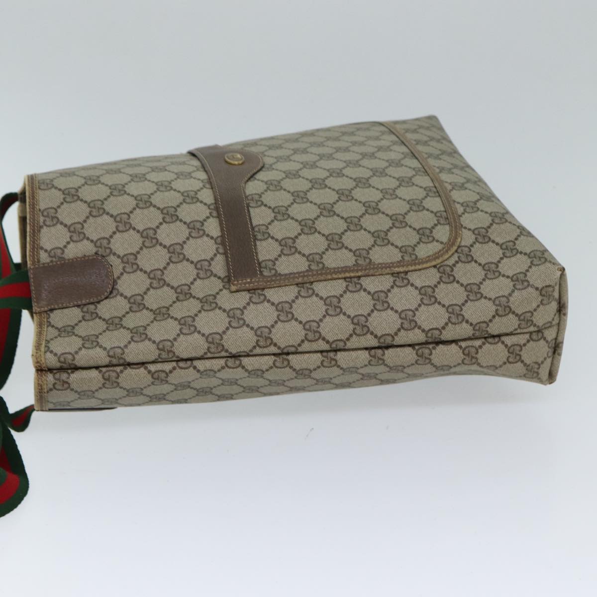 GUCCI GG Canvas Web Sherry Line Tote Bag PVC Beige Green Red 72413